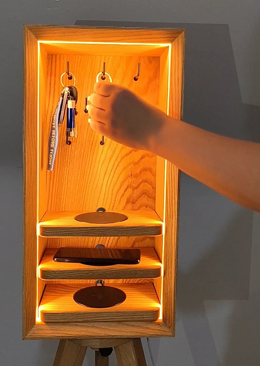 Wooden Key Rack & Phone Qi Charger — what they got